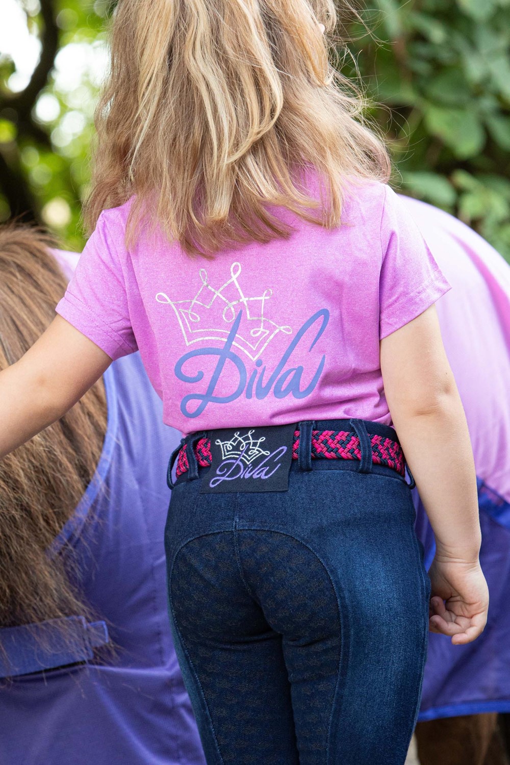 Rijbroek Equitights Denim Diva Violet Full Grip - Afbeelding 3