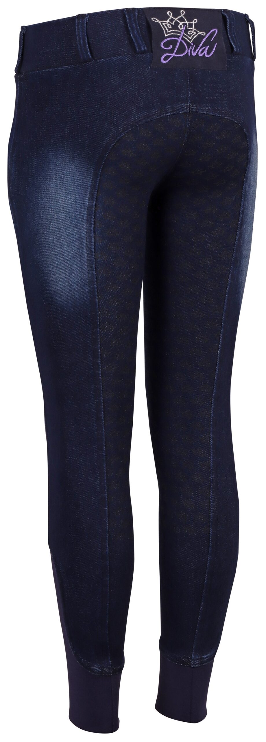Rijbroek Equitights Denim Diva Violet Full Grip - Afbeelding 2