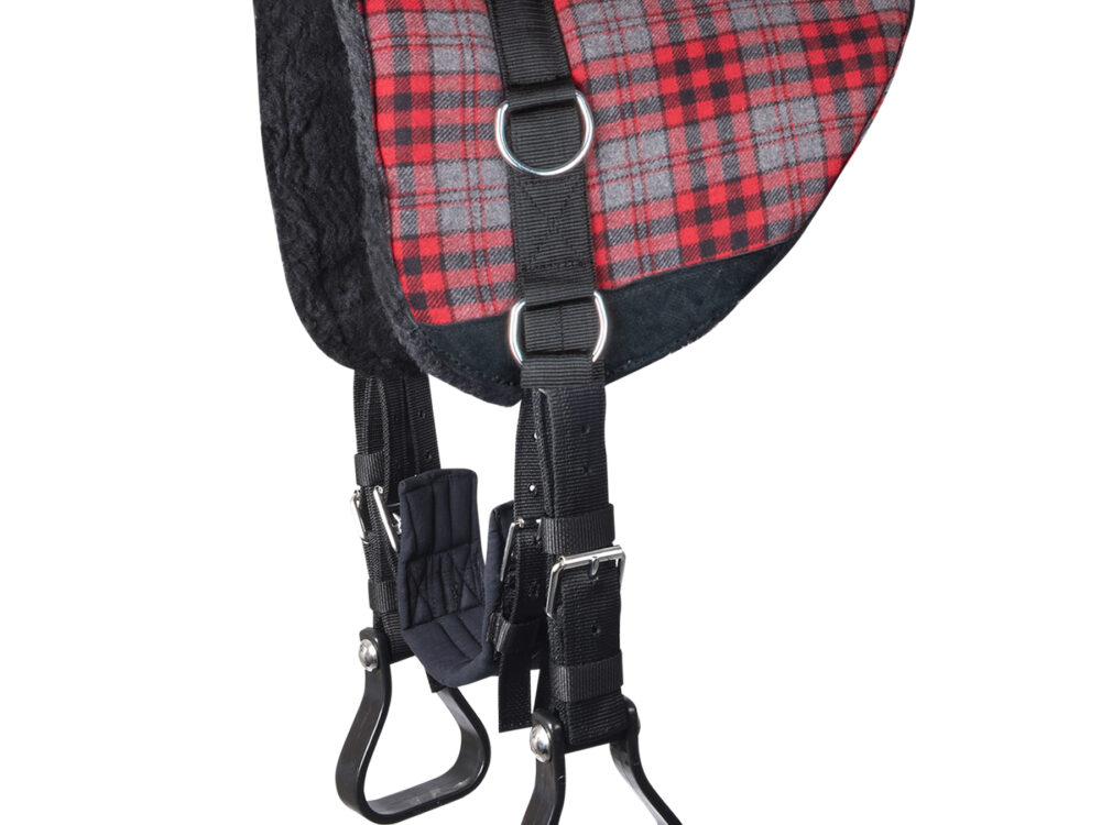 **Waldhausen Bare-Back Pad, grijs/rood ruitpatroon, Shetty**