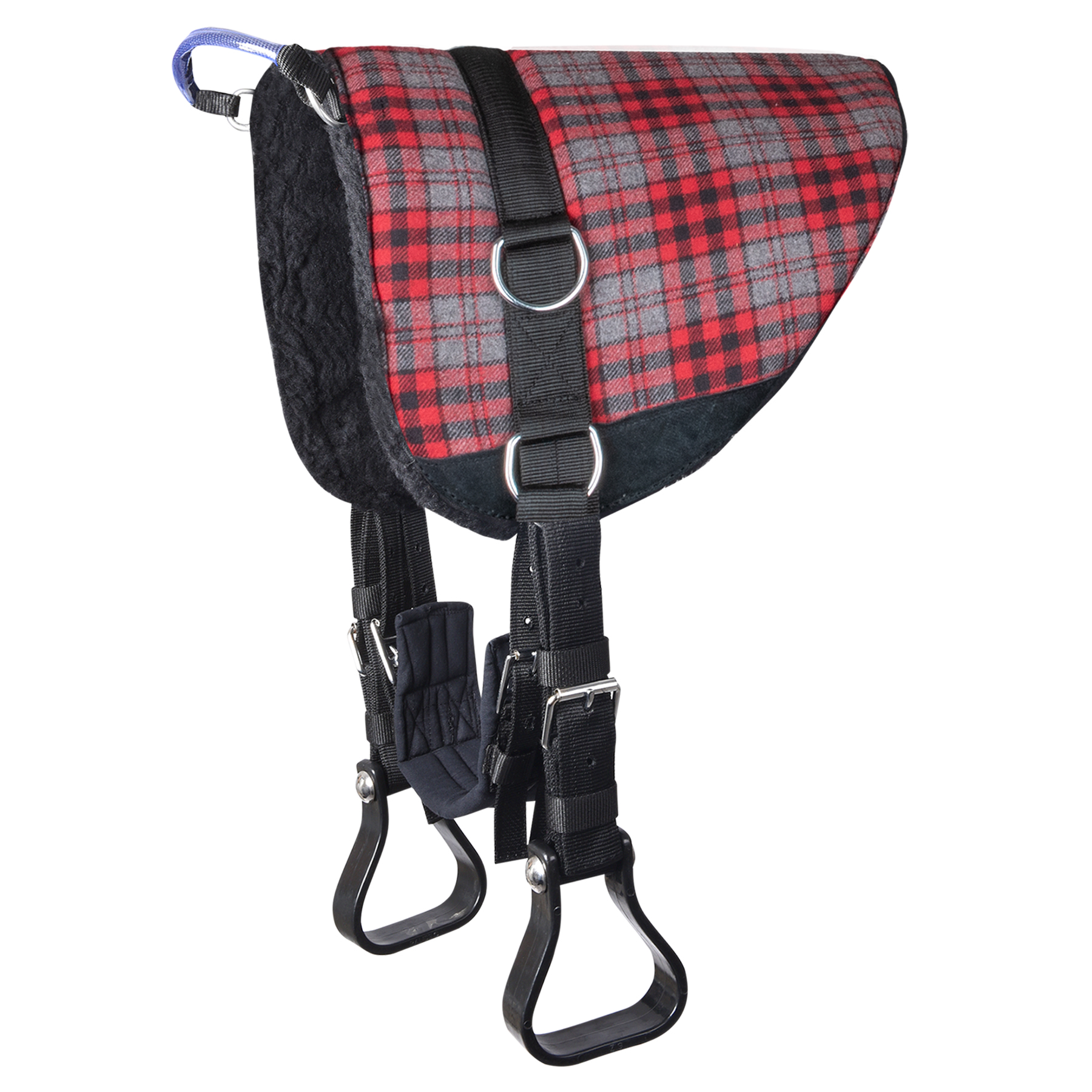 **Waldhausen Bare-Back Pad, grijs/rood ruitpatroon, Shetty**