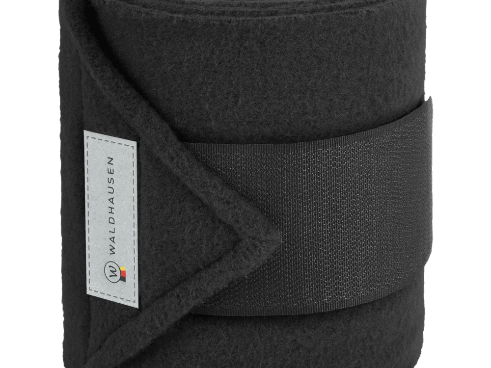 Waldhausen fleece bandages Basic, set van 4 stuks, zwart/zwart, pony