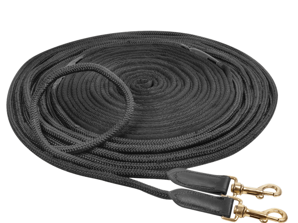 Waldhausen Double Lunging Draw reins, black, 16 m