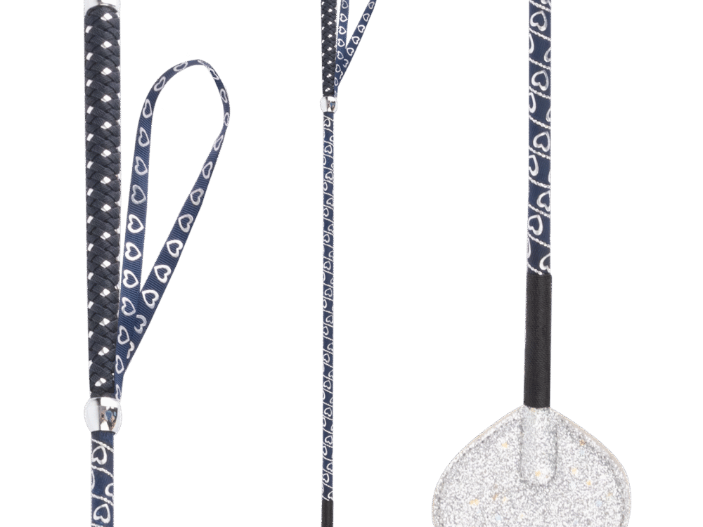 Waldhausen Lucky Heart kids whip with silver heart clap, nightblue 65cm