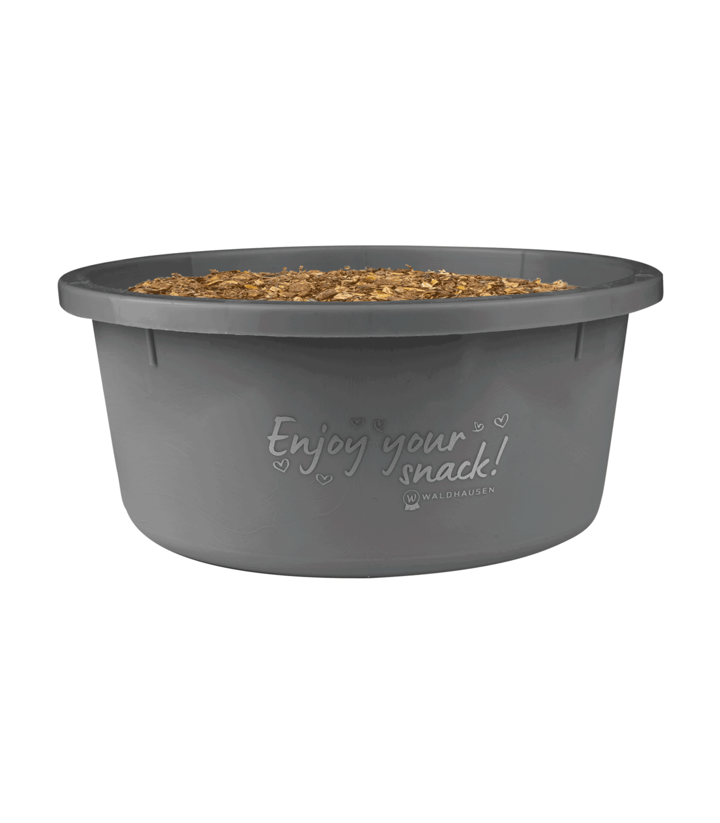 Waldhausen Small Feeding Bowl "Enjoy your snack" wiith lid, grey, 2l