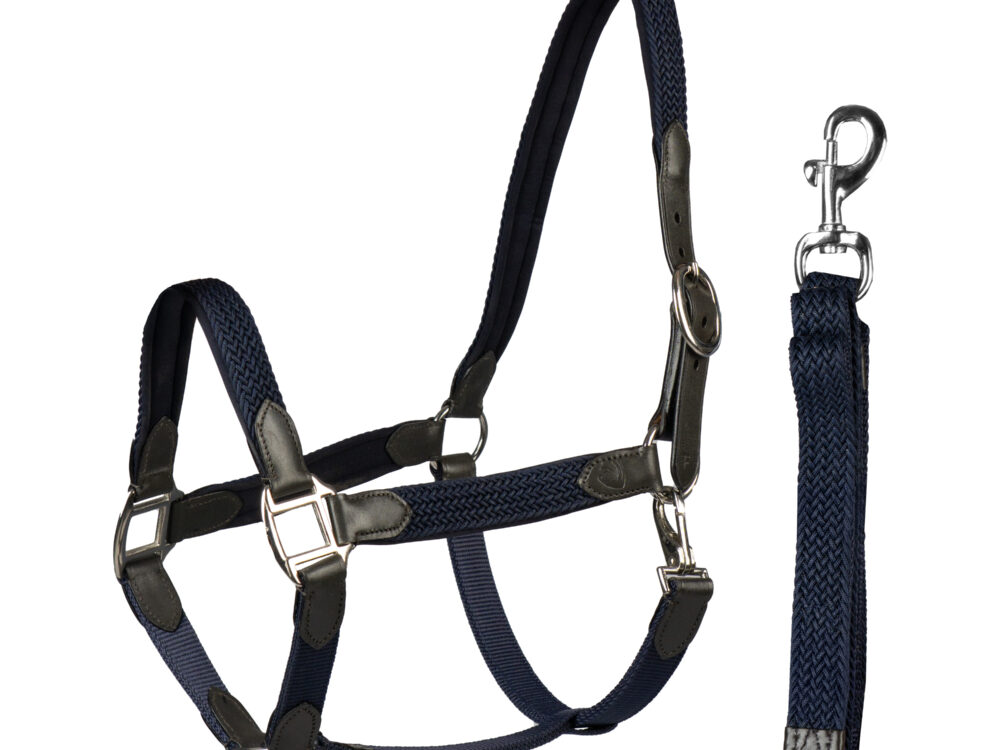 Horka HALSTER SET LEER MET GEVLOCHTEN NYLON