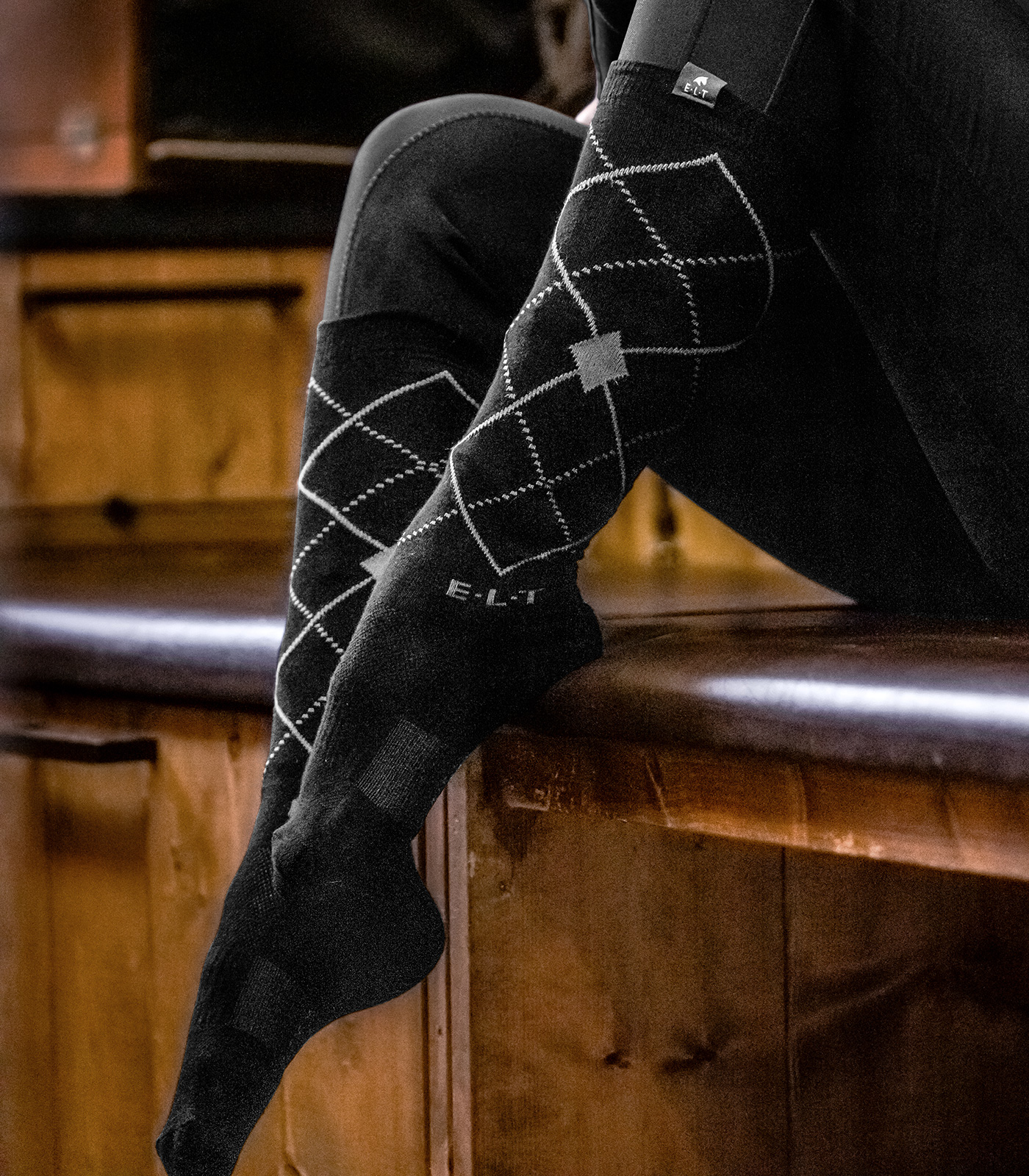 Waldhausen Riding Socks Argyle, black/stone blue, L - Afbeelding 2