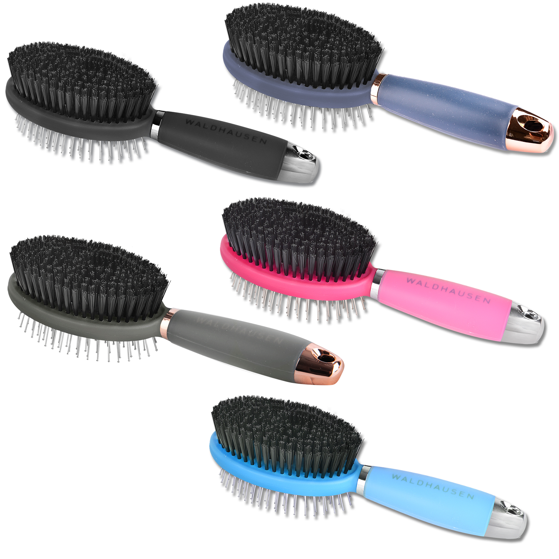 Waldhausen Double side brush with gel handle, black/rosé gold - Afbeelding 6
