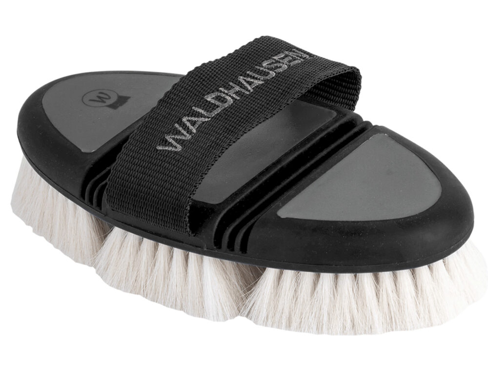 Waldhausen Flex cuddle brush, goat's bristles, schwarz/grau