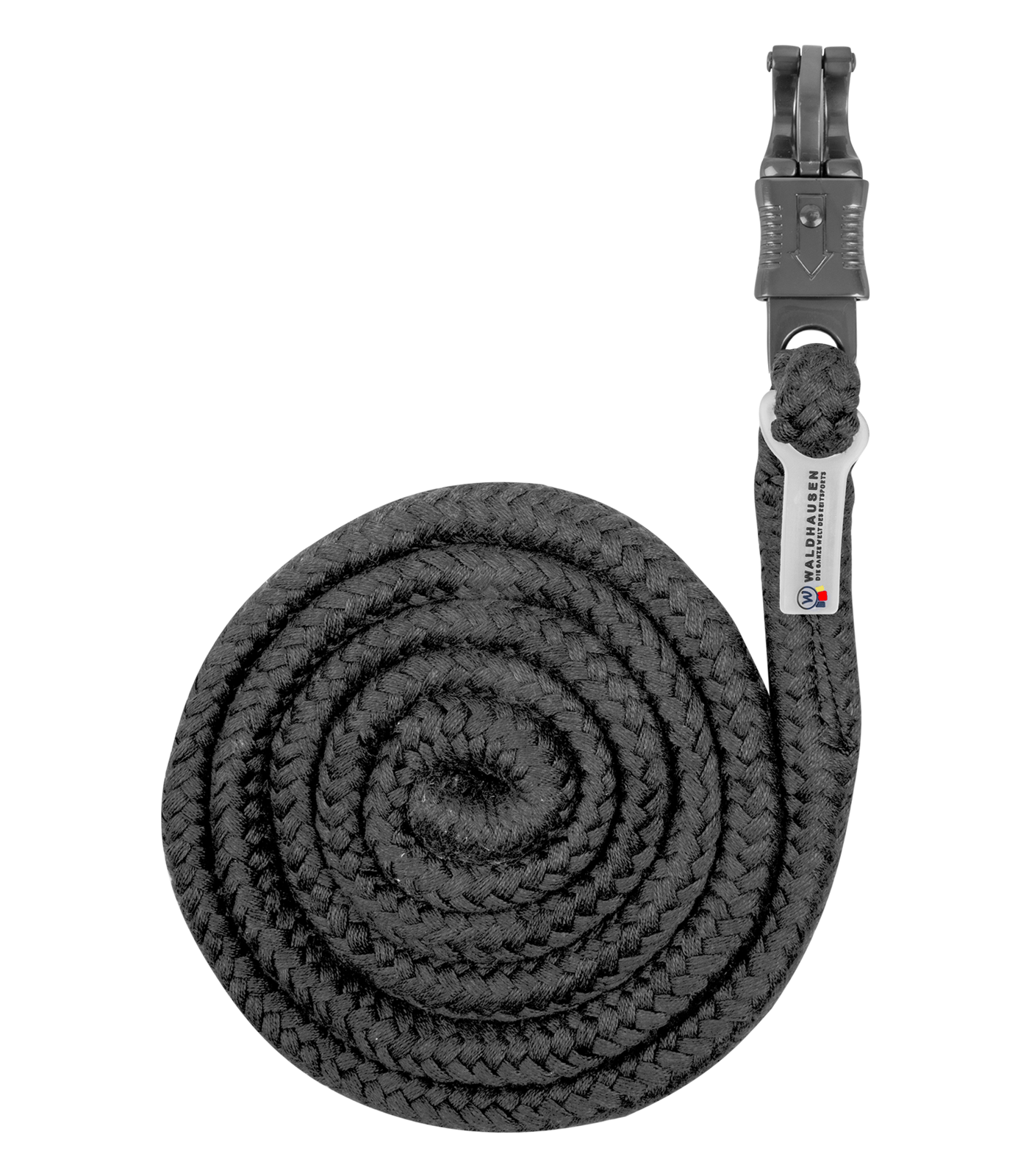 Waldhausen Lead Rope Plus, paniekhaken, zwart, donkere beslag