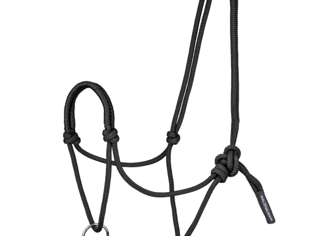 Waldhausen geknoopt halster met beweegbare ring, zwart, pony