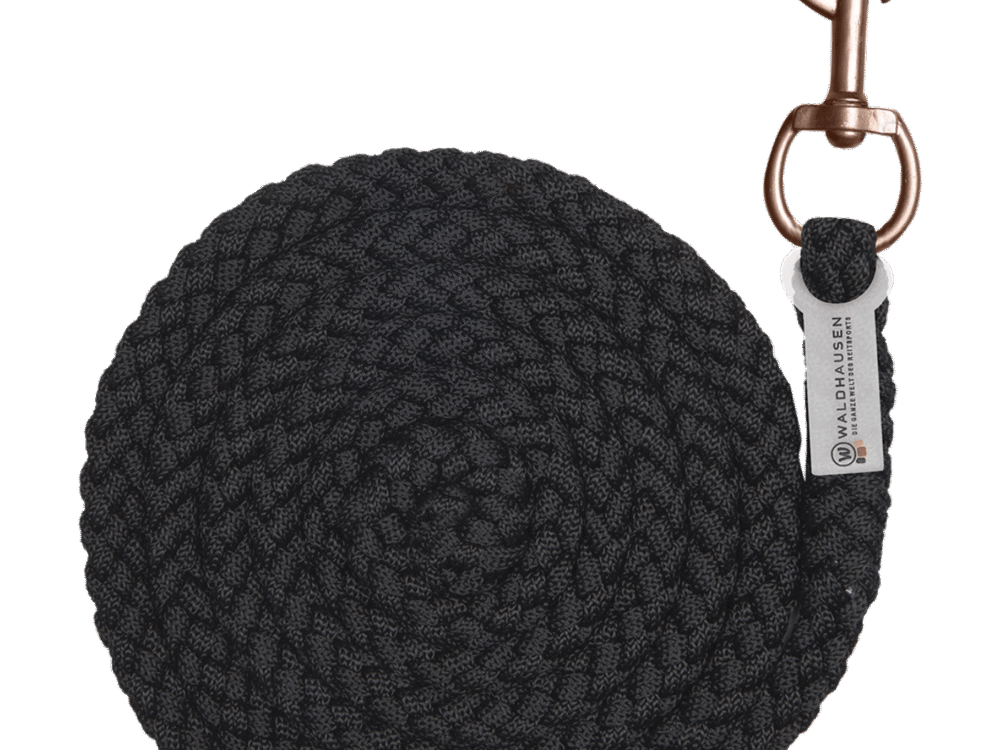 Waldhausen Lead Rope Shine, karabijnhaak, zwart effen