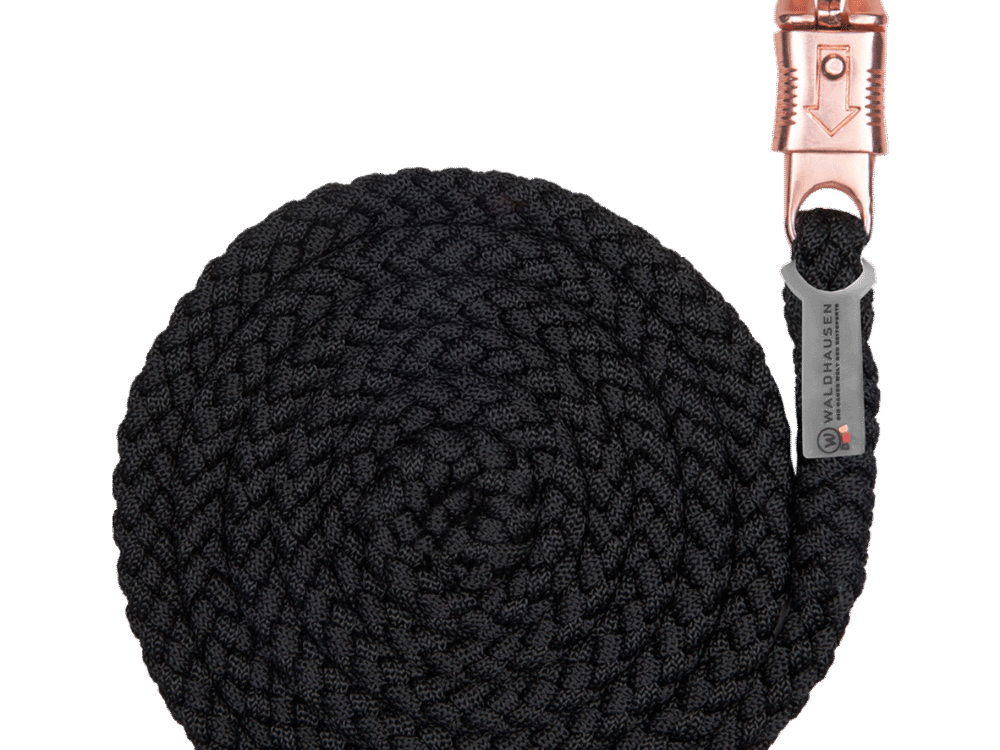 Waldhausen Lead Rope Rosé Shine, paniekhaken, zwart effen