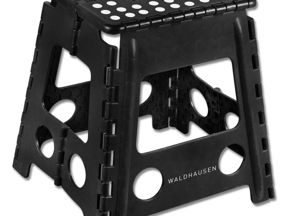 Waldhausen opvouwbaar krukje, 38 × 32 × 39 cm, zwart.