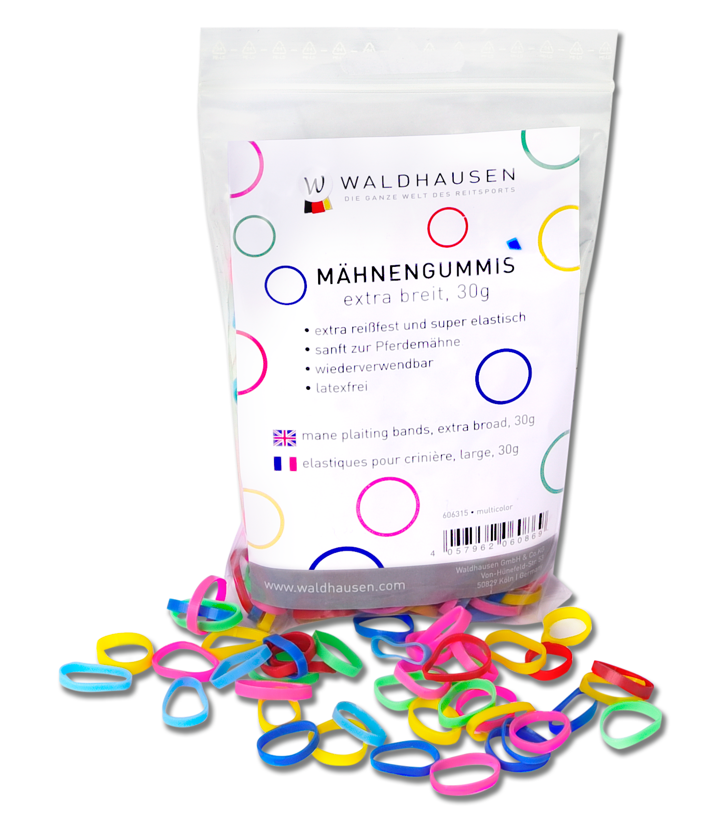 Waldhausen Rubber Braiding Bands extra wide, multicolor, 30 g