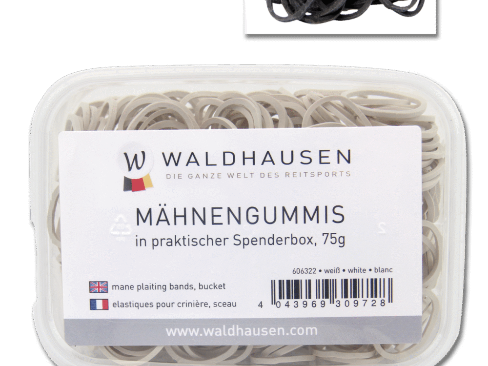 Waldhausen Rubber Braiding Bands with box, black, 75 g