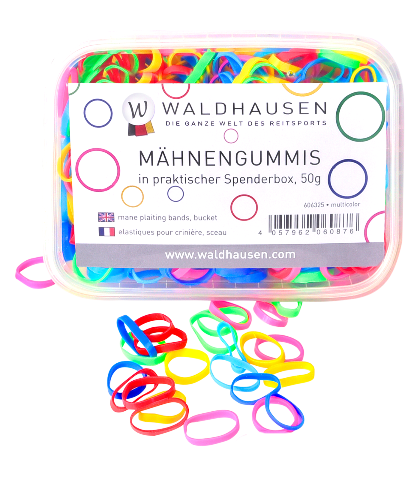 Waldhausen Rubber Braiding Bands with box, multicolor, 50 g