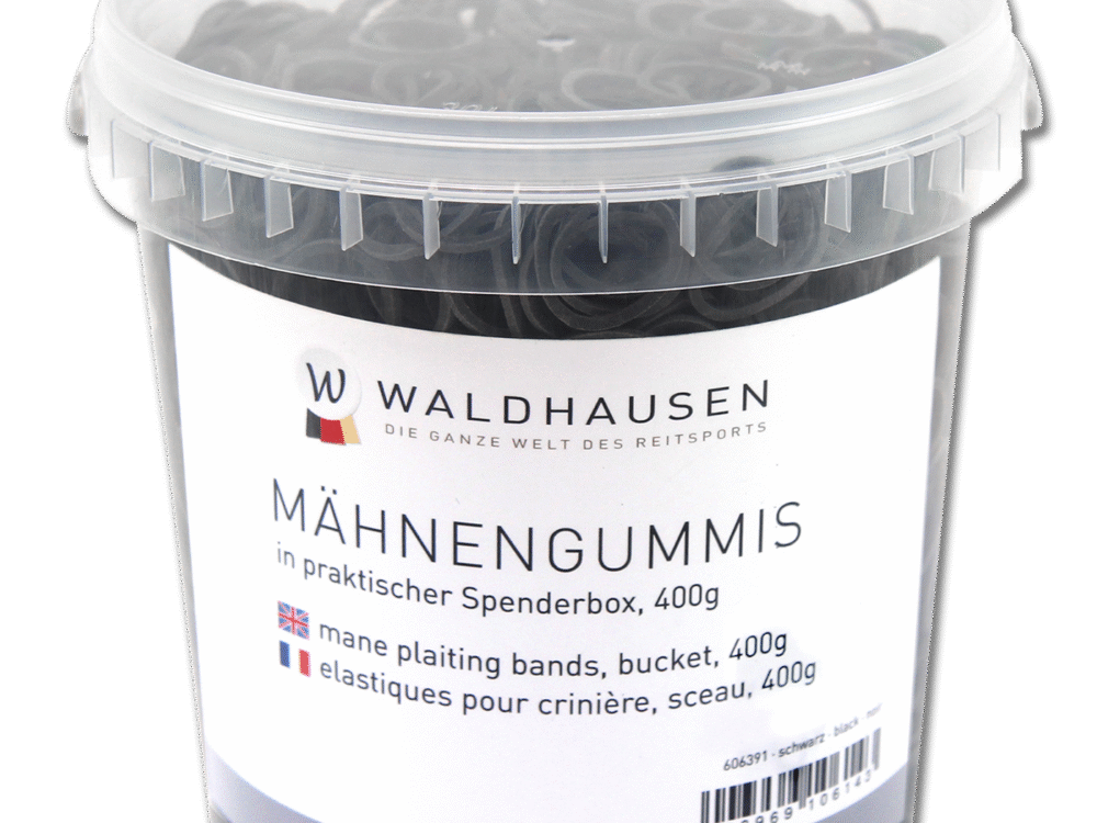 Waldhausen Mane Plaiting Bands in bucket, black, 400 g