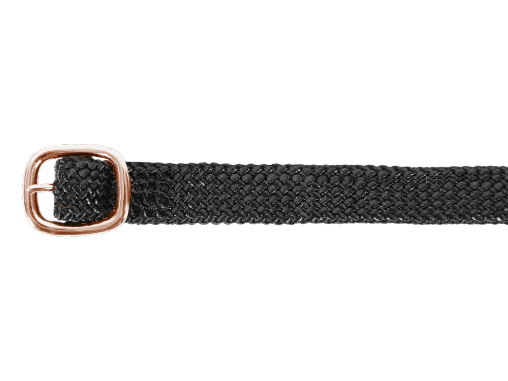 Spoorriem Premium, nylon, zwart/roségoud