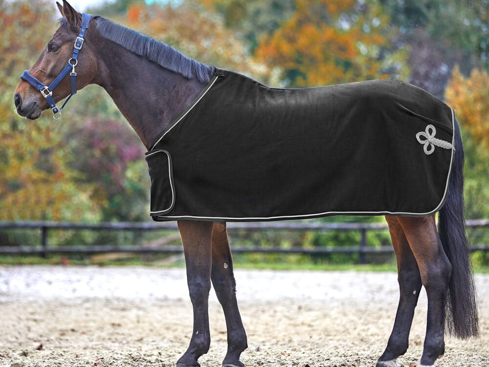 Waldhausen Fleece zweetdeken, zwart/zilver, 135 cm