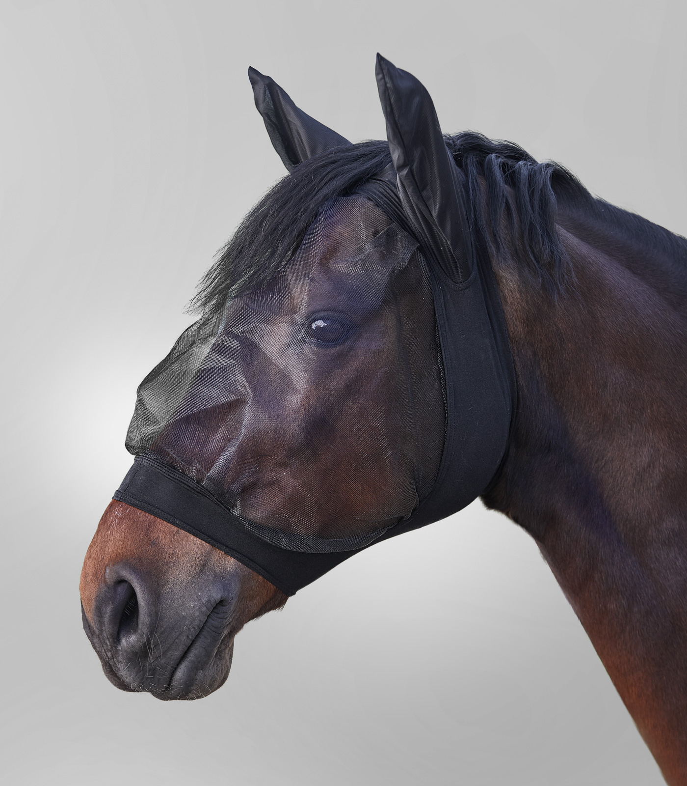 Waldhausen vliegen masker SKINNY, black, Pony