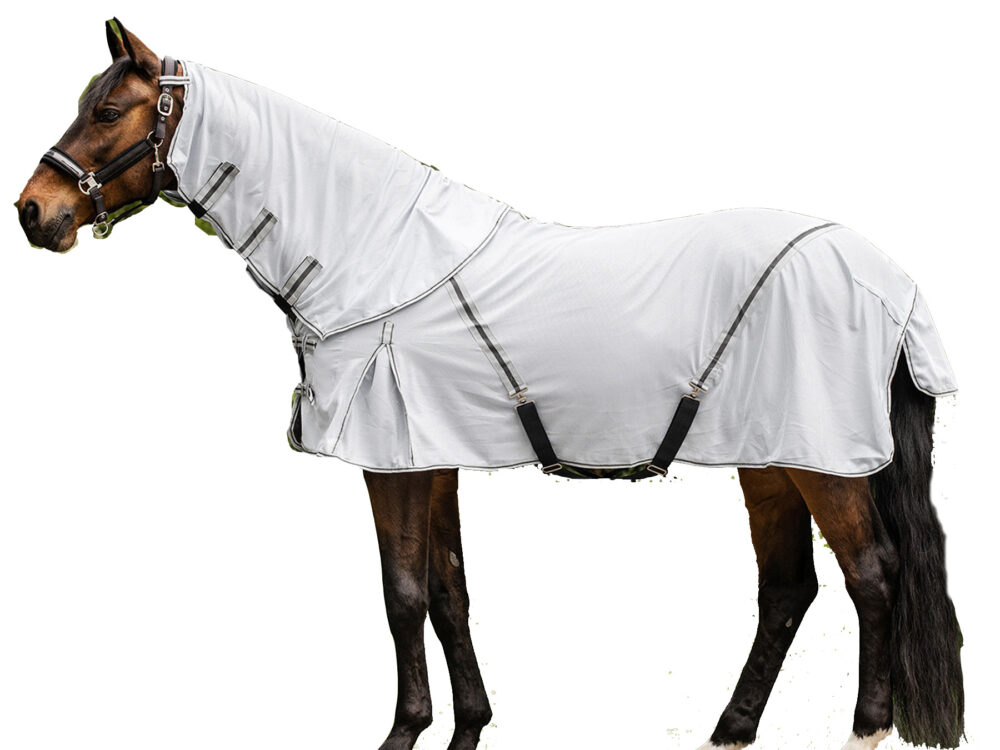 Waldhausen vliegen deken Protect with removable neck, silver grey/grey, 115 cm