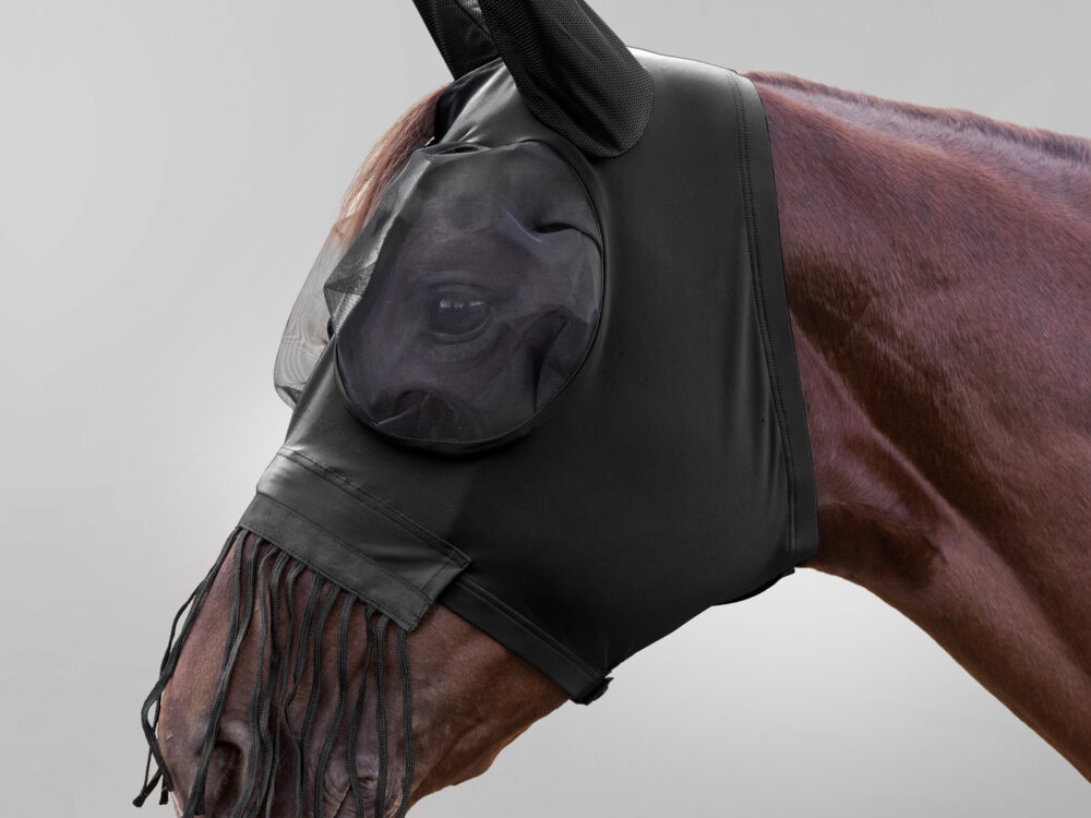 Waldhausen Vliegenmasker met neusrandjes, zwart, Pony