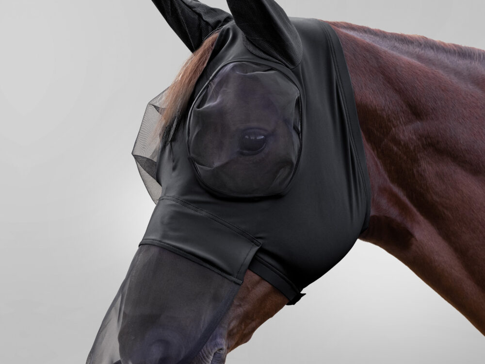 Waldhausen Vliegenmasker met neusbescherming, zwart, Pony