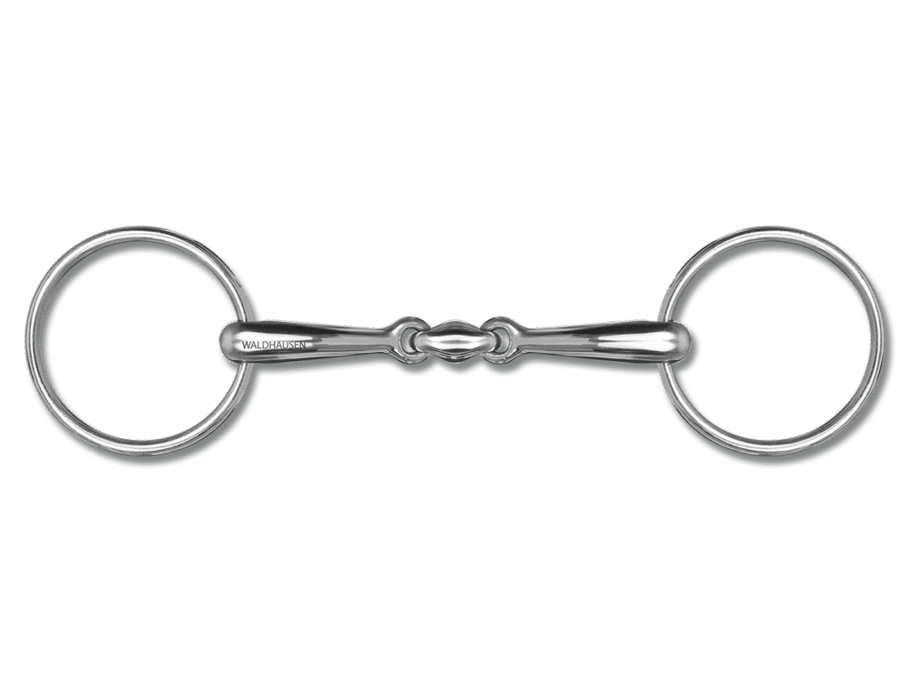 Dubbelgebroken trens, massief RVS, D: 16 mm, B: 12,5 cm, R: 7 cm