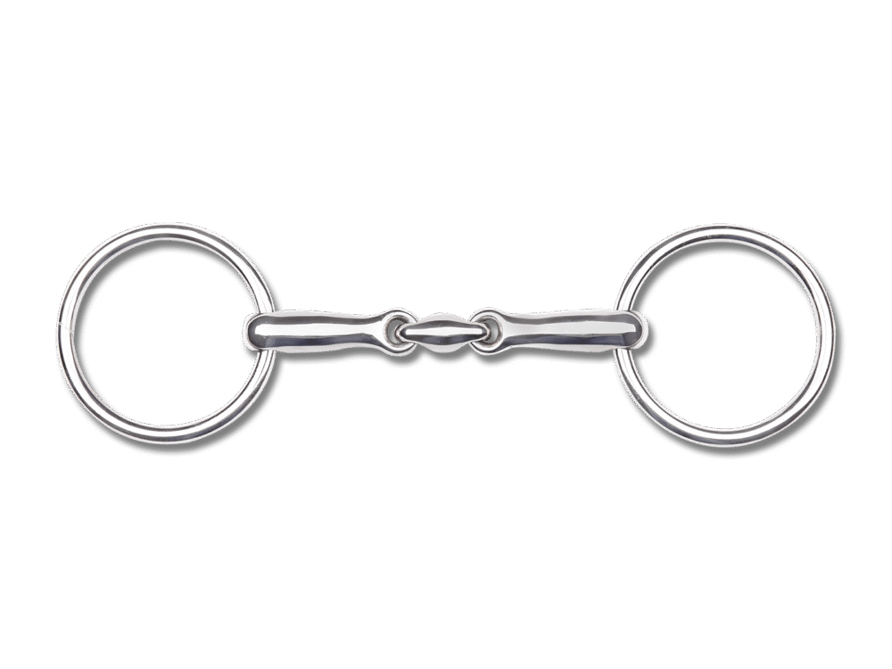 Dubbelgebroken trens, massief RVS, D: 14 mm, B: 10,5 cm, R: 6 cm