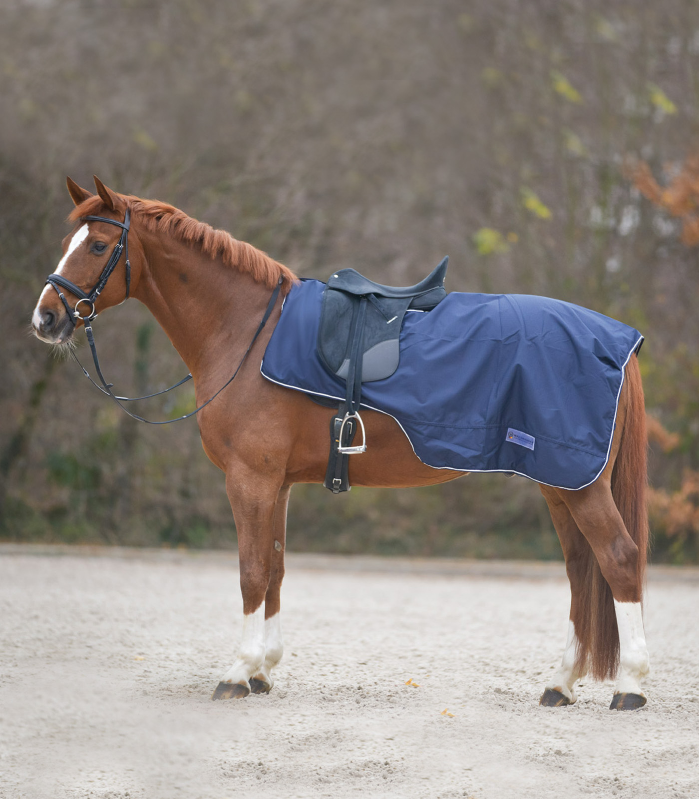 Waldhausen Uitrijdeken met zadelsnede, nachtblauw, pony