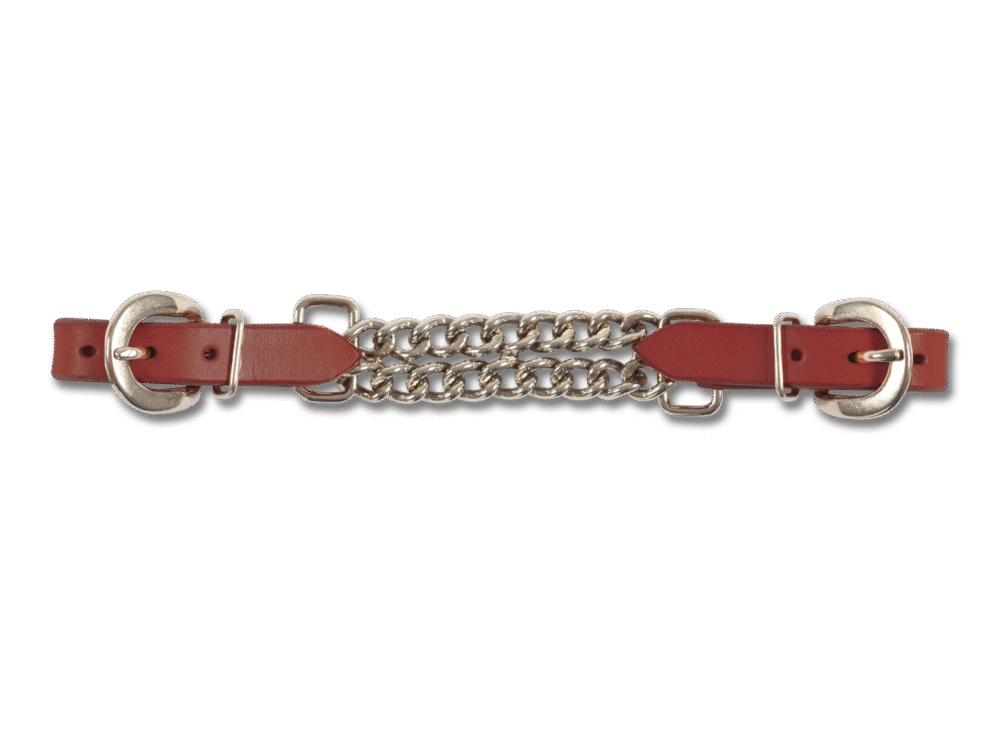 Western Curb Chain with leather, brown