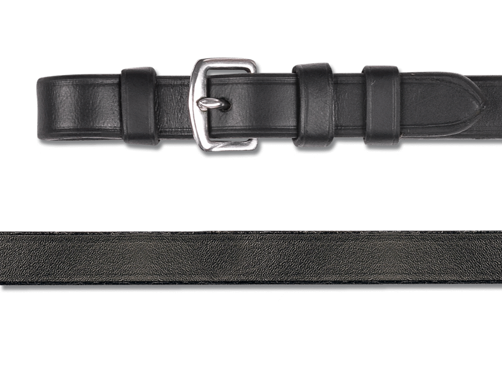 Weymouth Reins,  leather 12 mm, black with buckles