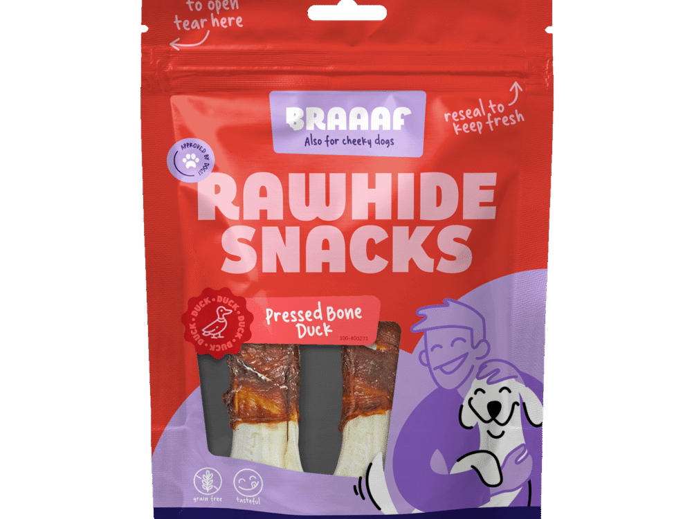 Braaaf Rawhide Pressed Bone Eend - 12,5 cm