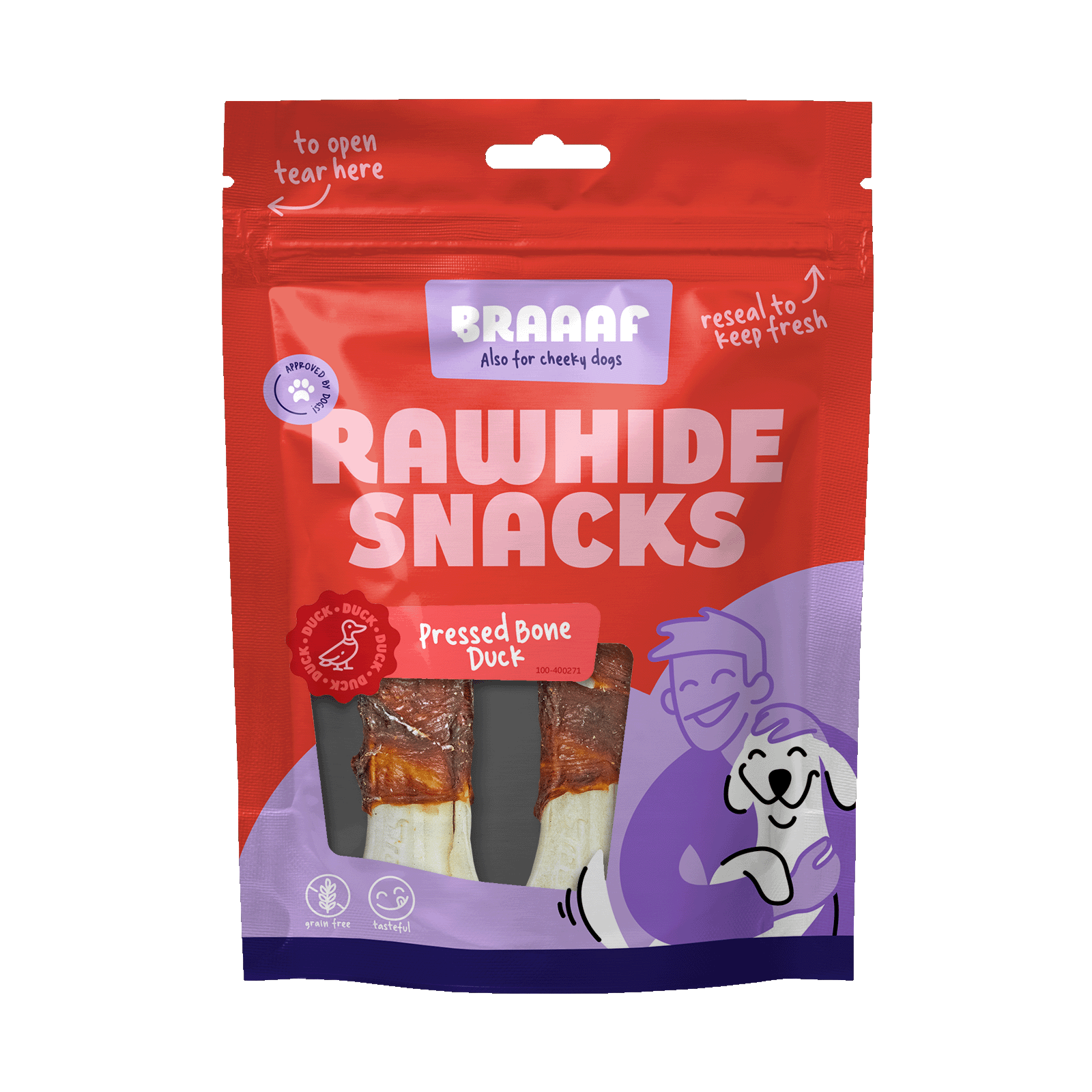 Braaaf Rawhide Pressed Bone Eend - 12,5 cm