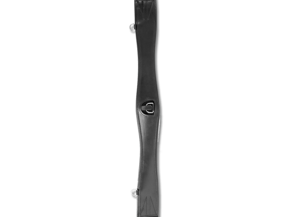 Waldhausen Lange leren singel met ring, zwart, 110 cm