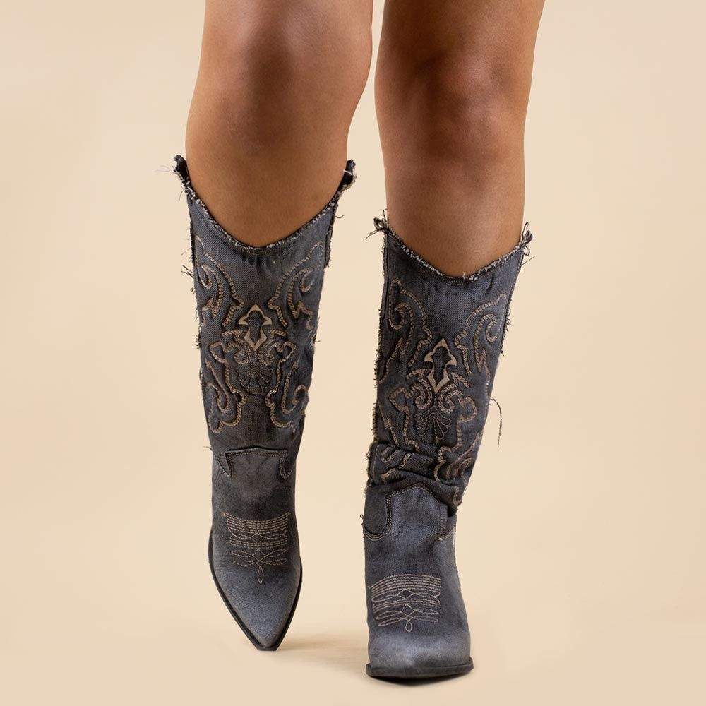 La Pintura Geneve-Jeans Cowboyboots Zwart - Afbeelding 2